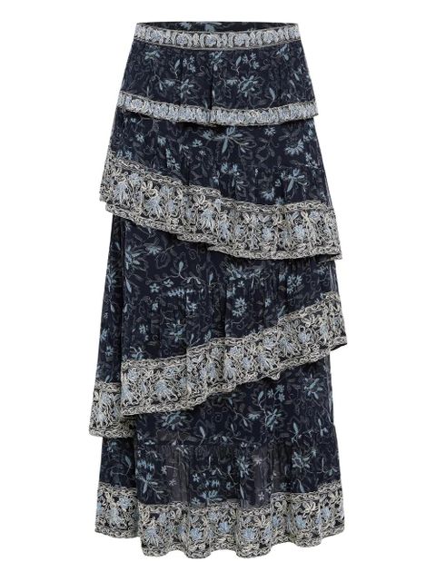 Marie Oliver Paislee floral-print maxi skirt - Blue - zdjęcie produktu nr 1