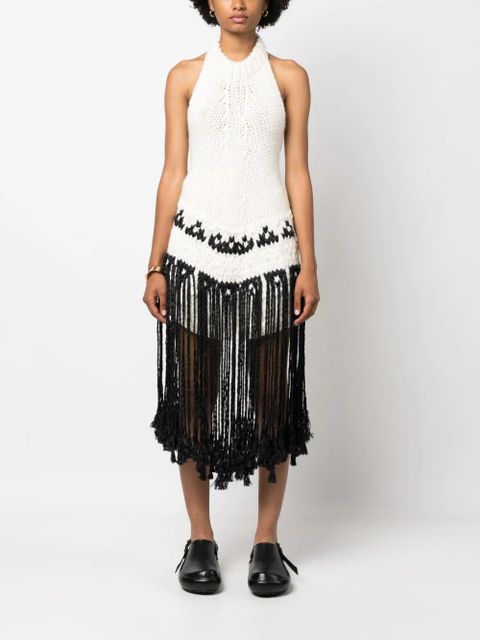 Jil Sander fringed knit halterneck top - Neutrals - zdjęcie produktu nr 2