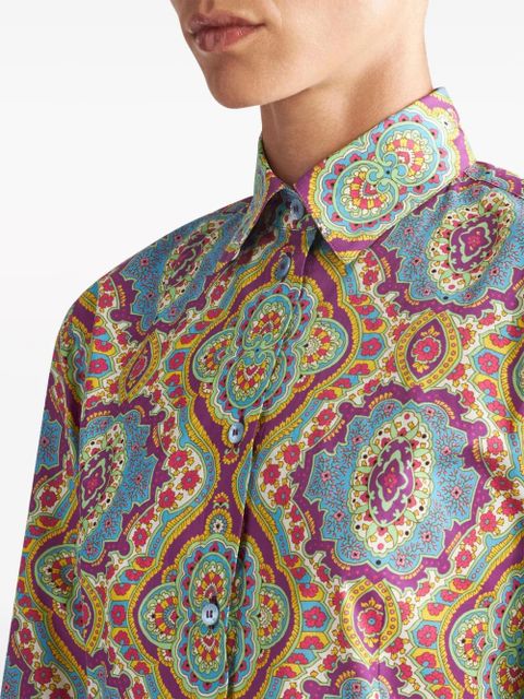 ETRO graphic-print cotton-blend shirt - Blue
