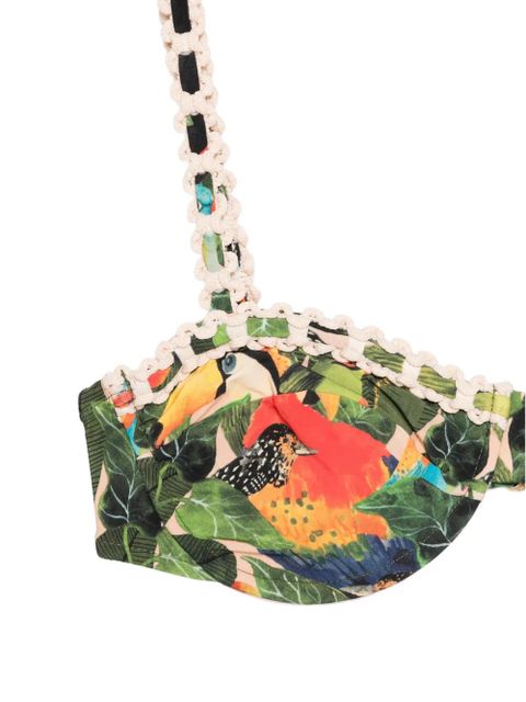 FARM Rio bird-print underwire bikini top - Green