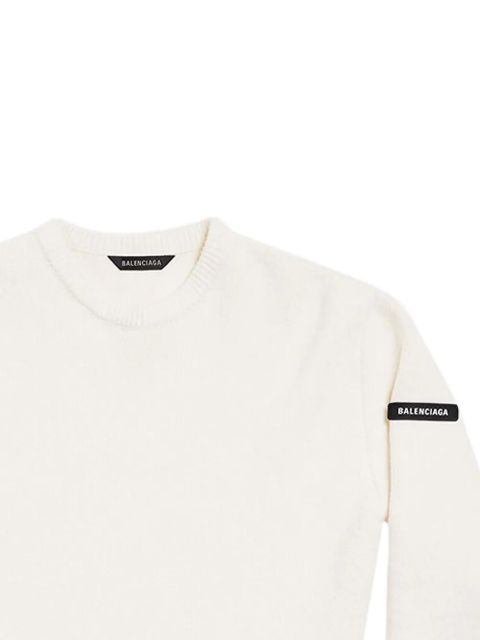 Balenciaga logo-patch stretch-wool jumper - White