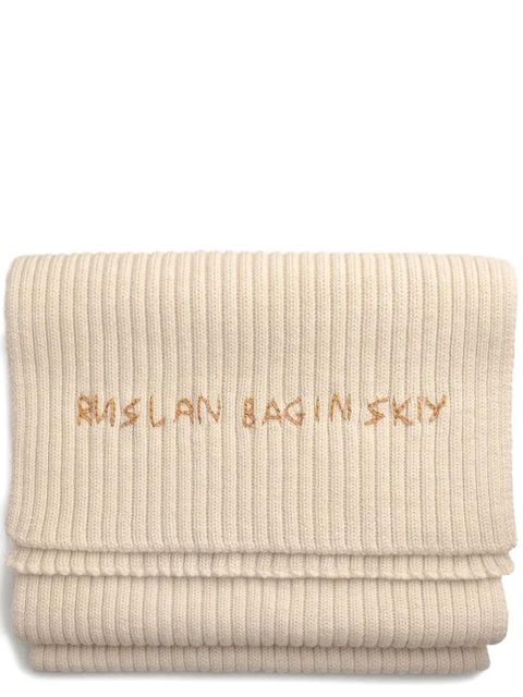 Ruslan Baginskiy logo-emboridered ribbed scarf - Neutrals - zdjęcie produktu nr 2