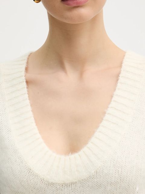 United Colors of Benetton sweter z dodatkiem moheru damski kolor beżowy 1VAAD10EX