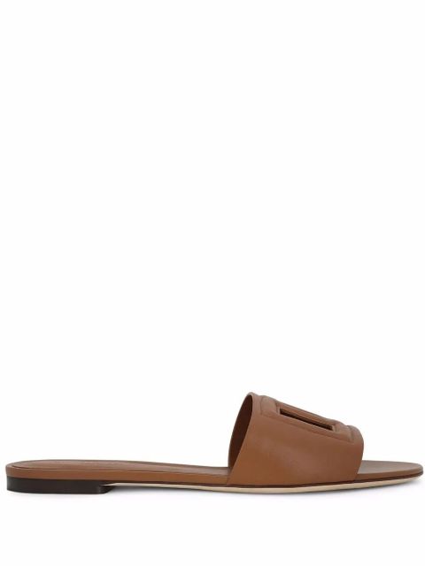 Dolce & Gabbana DG Logo leather sandals - Brown - zdjęcie produktu nr 1