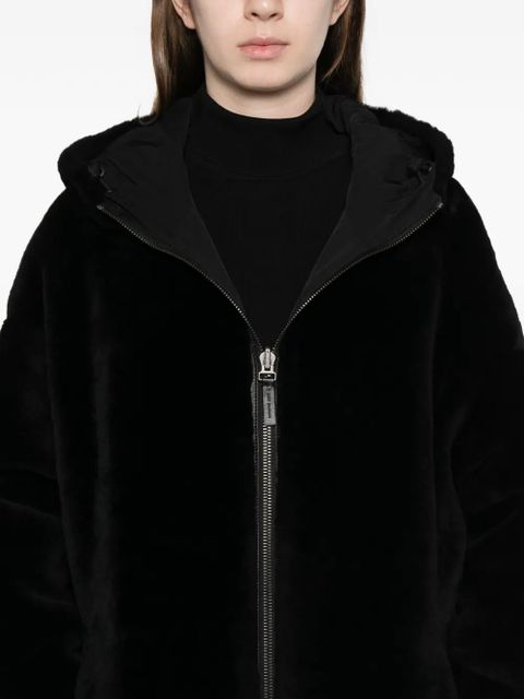 Yves Salomon hooded zip-fastening coat - Black