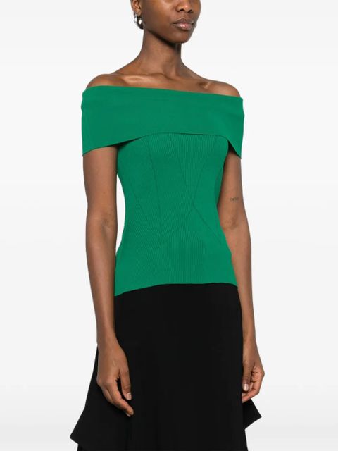 Givenchy off-shoulder ribbed top - Green