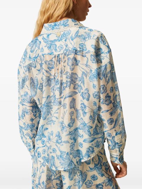 TWINSET floral-pattern laced shirt - Blue