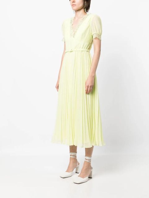 Self-Portrait floral-lace detail midi dress - Green - zdjęcie produktu nr 2