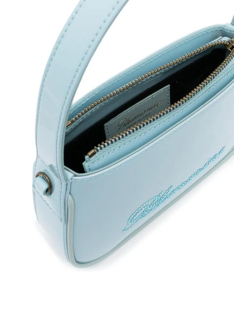 Blumarine logo-detail leather mini bag - Blue