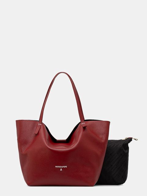 Patrizia Pepe torebka skórzana kolor bordowy 2B0130 L148 - zdjęcie produktu nr 1