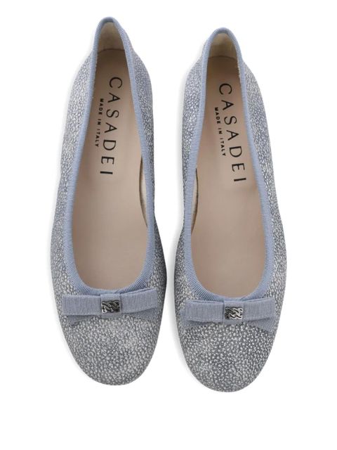Casadei bow-embellished calf leather flats - Grey