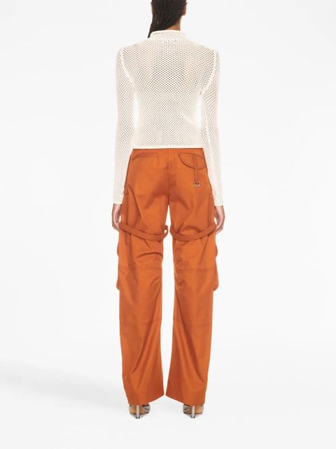 Off-White OFF-logo open-knit top - Neutrals