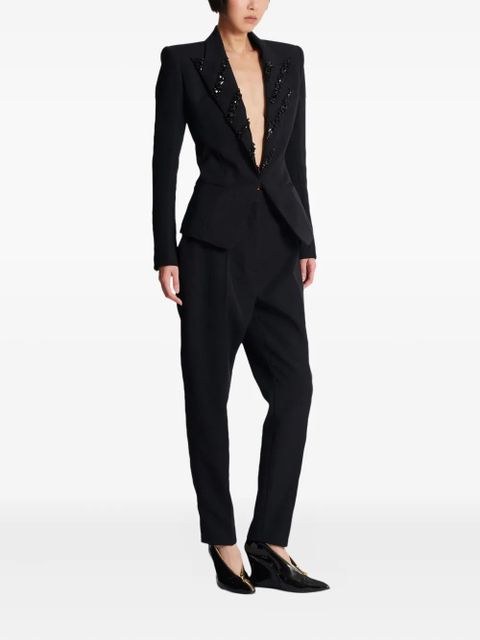 Balmain crystal embellished-lapels blazer - Black