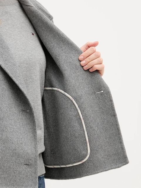 Tommy Hilfiger płaszcz z dodatkiem wełny kolor szary WW0WW47759