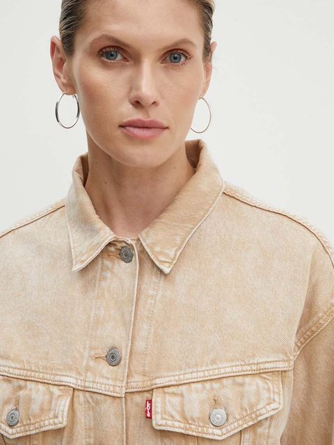 Levi's kurtka jeansowa damska kolor beżowy przejściowa A9155