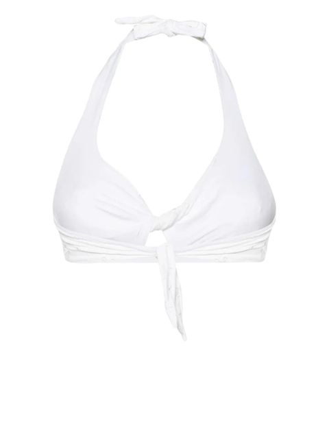 MC2 Saint Barth Tristan floral-embroidered bikini top - White