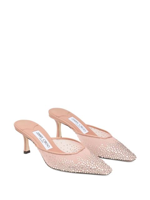 Jimmy Choo 65mm crystal-embellished mules - Pink
