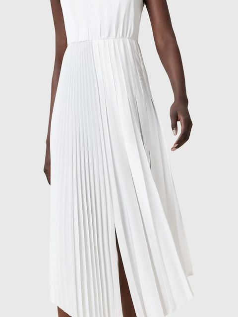 AllSaints sukienka i t-shirt JAX kolor biały maxi rozkloszowana W326DB