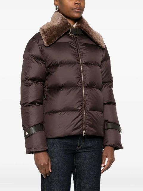FENDI shearling-collar ski jacket - Brown
