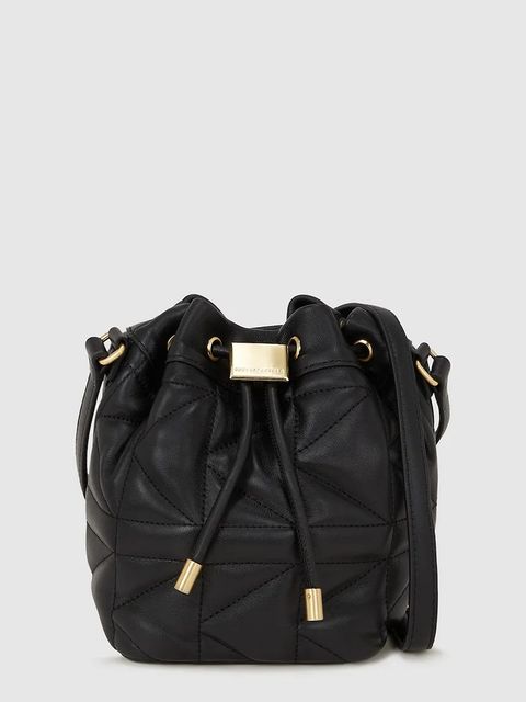 Karl Lagerfeld torebka skórzana K/KUILT kolor czarny A4W30088 - zdjęcie produktu nr 1