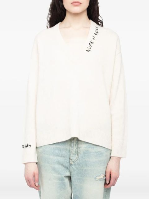 Zadig&Voltaire Mikyz embroidered merino jumper - White