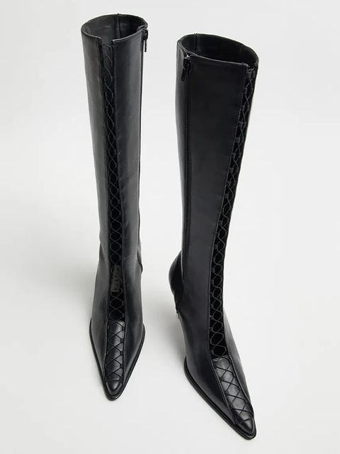 Miista kozaki skórzane Aline damskie kolor czarny na szpilce MI_5294