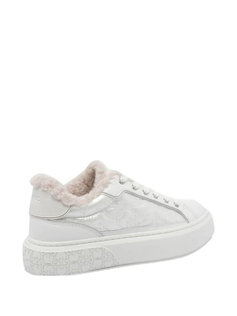 PINKO quilted-pannel fur-trim trainers - White