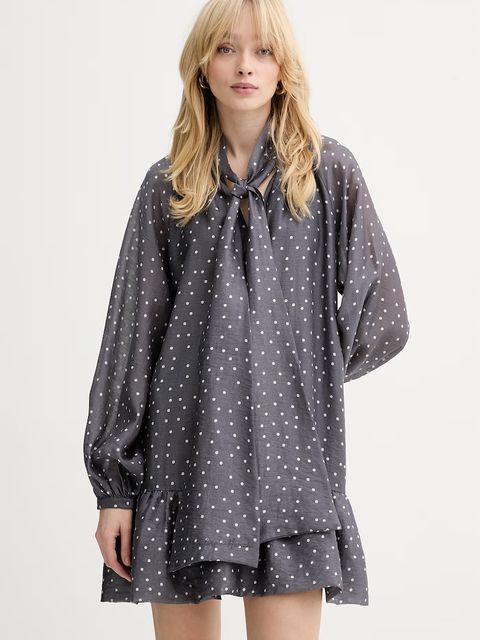 Silvian Heach sukienka z dodatkiem lnu KOMOTI - zdjęcie produktu nr 1