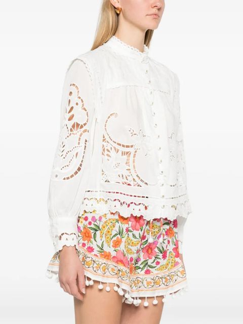 FARM Rio lace embroidered top - White