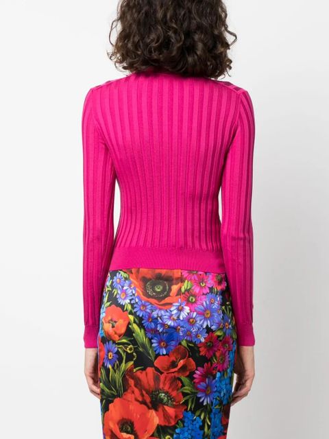 Dolce & Gabbana logo-plaque ribbed polo shirt - Pink