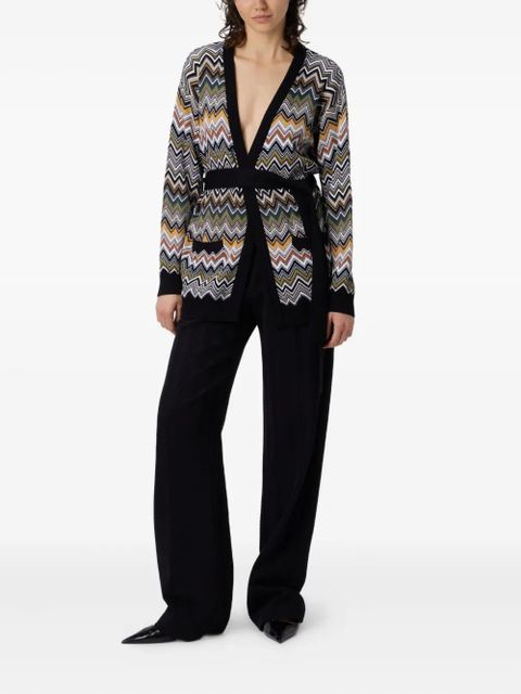 Missoni chevron-pattern belted cardigan - Black - zdjęcie produktu nr 2