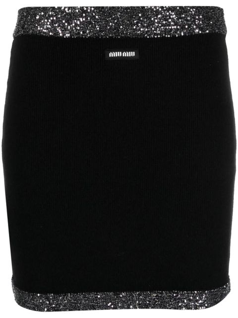 Miu Miu sequin-embellished miniskirt - Black - zdjęcie produktu nr 1