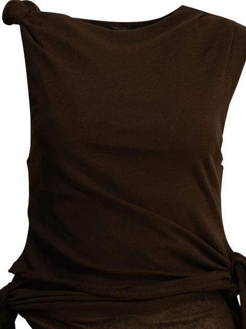 GANNI knot-detail side-tie tank top - Brown