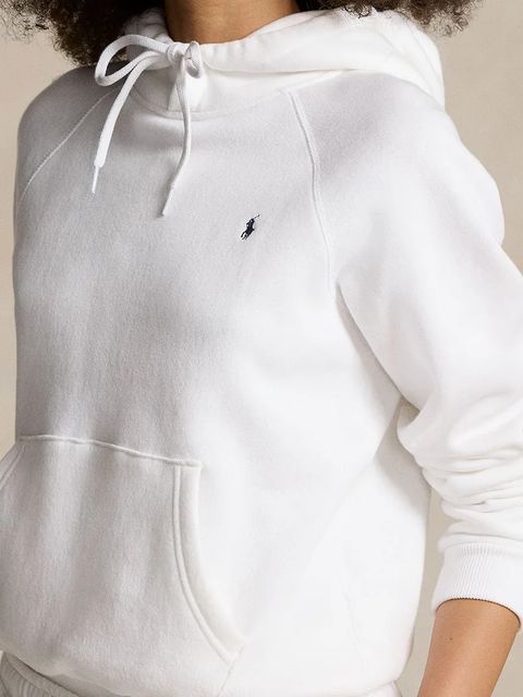 Polo Ralph Lauren bluza damska kolor biały z kapturem gładka 211943007