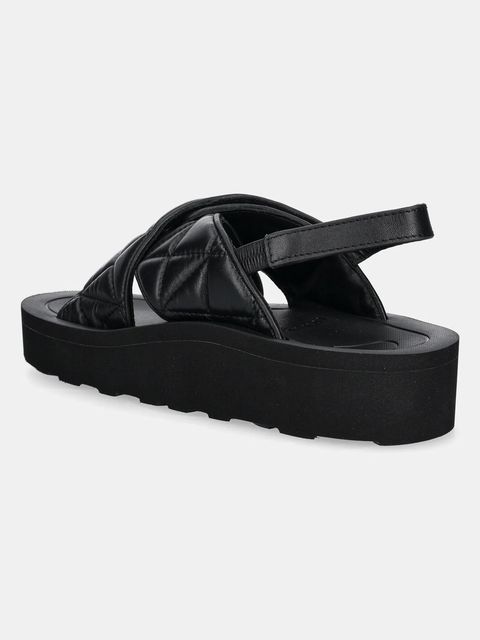 Love Moschino sandały skórzane damskie kolor czarny na platformie JA16044I1MIE0000