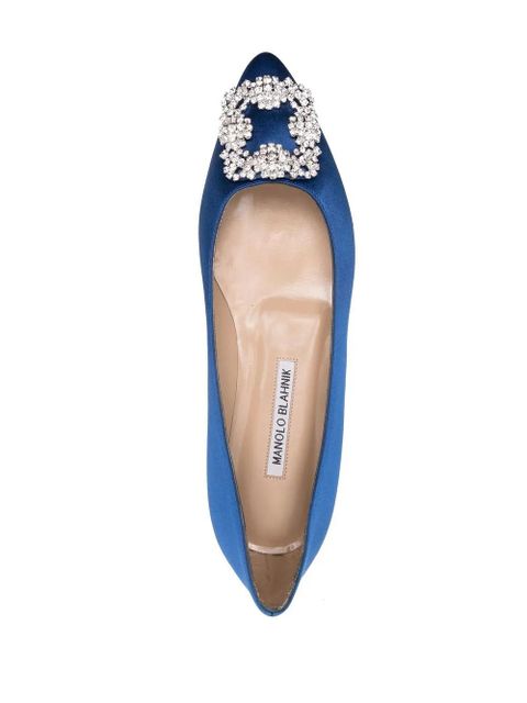 Manolo Blahnik Hangisi buckle-detail ballerina shoes - Blue
