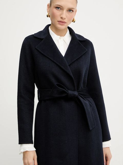 Silvian Heach płaszcz z wełną GOITIA kolor granatowy GPA25329CP