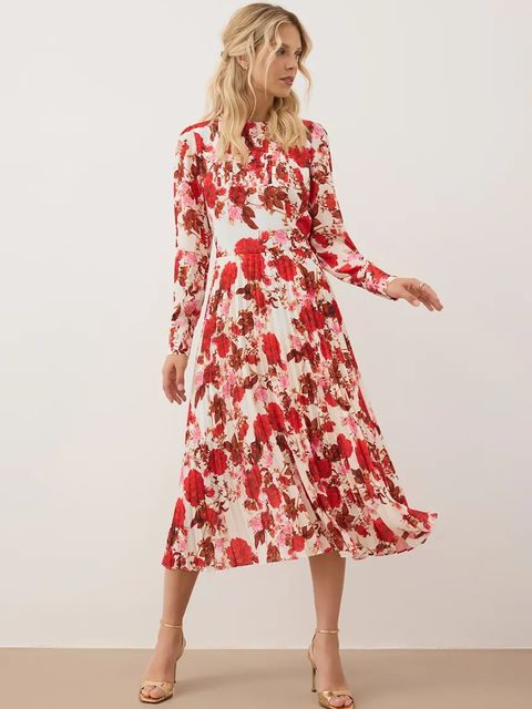 Bizuu sukienka NYLA kolor czerwony midi rozkloszowana NYLA KREMOWY