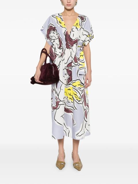 Tory Burch V-neck graphic midi dress - White - zdjęcie produktu nr 2