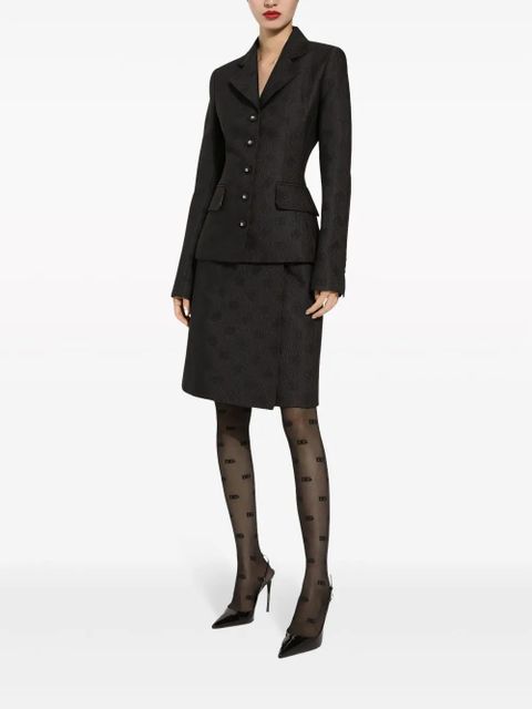 Dolce & Gabbana monogram-jacquard straight midi skirt - Black