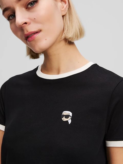 Karl Lagerfeld t-shirt bawełniany IKON damski kolor czarny A3W17078 - zdjęcie produktu nr 2