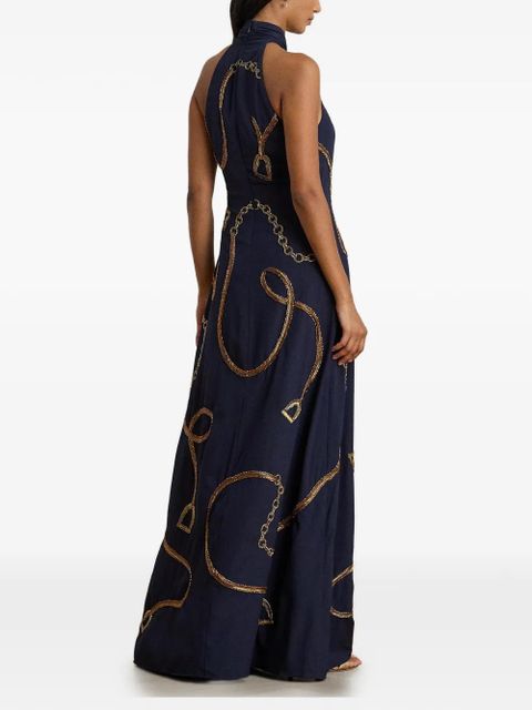 Lauren Ralph Lauren sequin-embellished halter-neck maxi dress - Blue