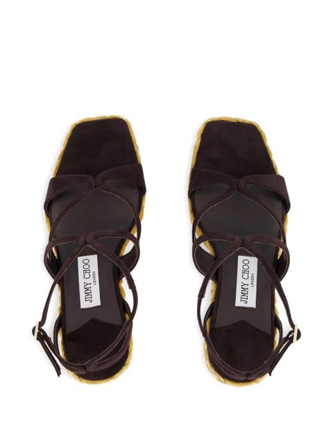 Jimmy Choo Ayla raffia wedged sandals - Brown