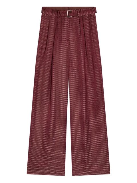 DRIES VAN NOTEN belted jacquard trousers - Red - zdjęcie produktu nr 1