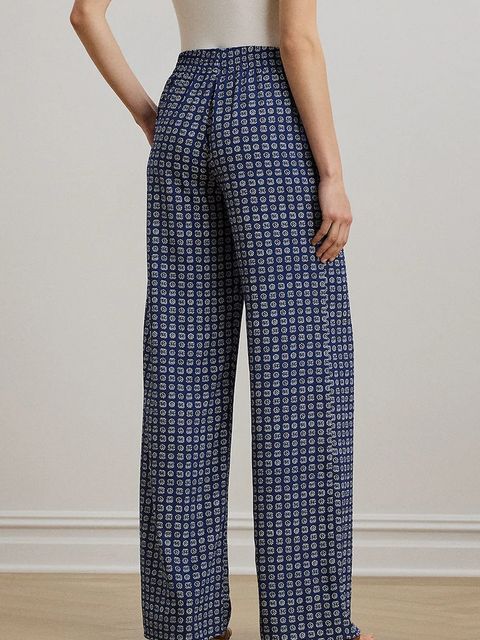 Lauren Ralph Lauren spodnie damskie kolor granatowy szerokie high waist 200970744