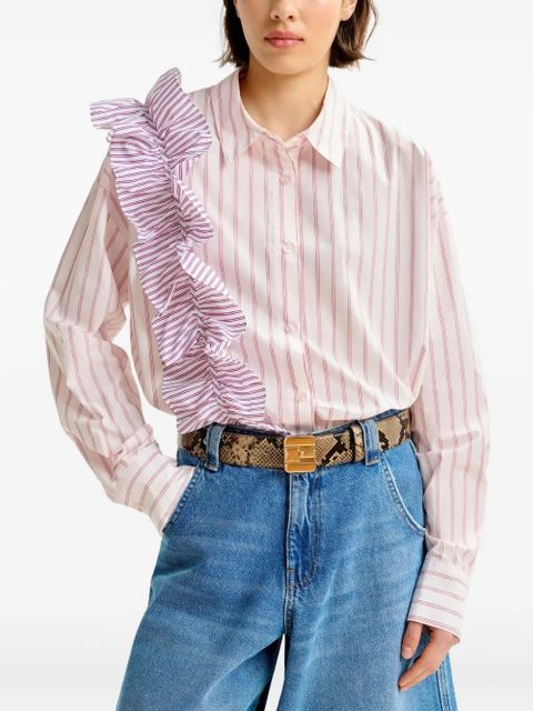 Essentiel Antwerp Ibody ruffle-detail striped shirt - Red - zdjęcie produktu nr 2