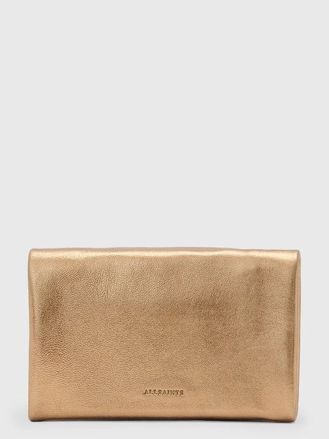 AllSaints portfel skórzany HARLUNA damski kolor złoty W205XD