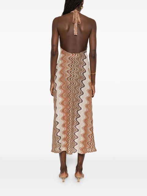 MC2 Saint Barth Tony R chevron-knit halterneck dress - Neutrals