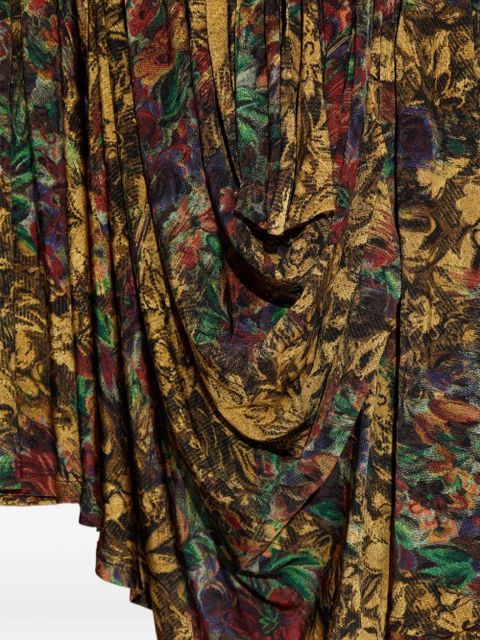 GANNI ruched floral midi dress - Yellow