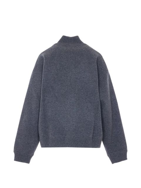 Miu Miu half-zip embroidered-logo sweater - Grey - zdjęcie produktu nr 2